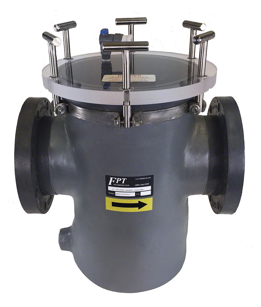 SWX Series PVC/FRP Basket Strainer With Stainless Basket 5 Inch Inlet/Outlet Flanged