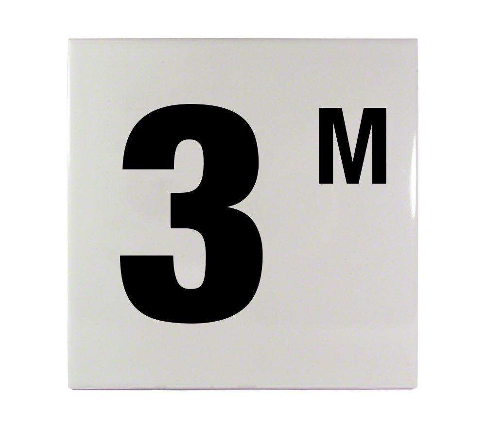 3 M Ceramic Smooth Tile Depth Marker 6 Inch x 6 Inch with 4 Inch Lettering