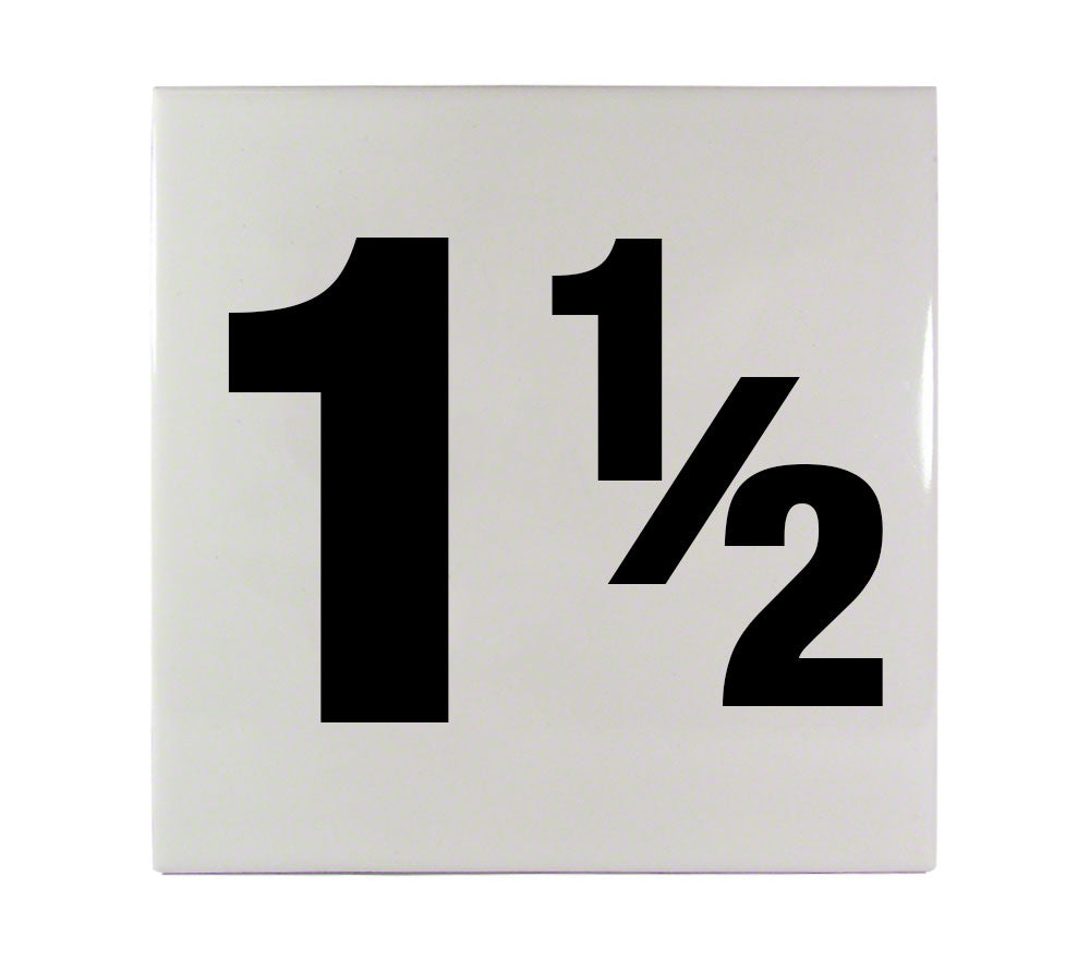 1 1/2 Ceramic Smooth Tile Depth Marker 6 Inch x 6 Inch with 4 Inch Lettering