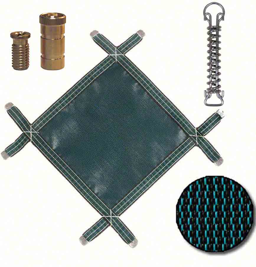 RuggedMesh Mesh Grecian Safety Pool Cover 16.5 x 32.5 Feet, 4 x 8 Feet Center End Step