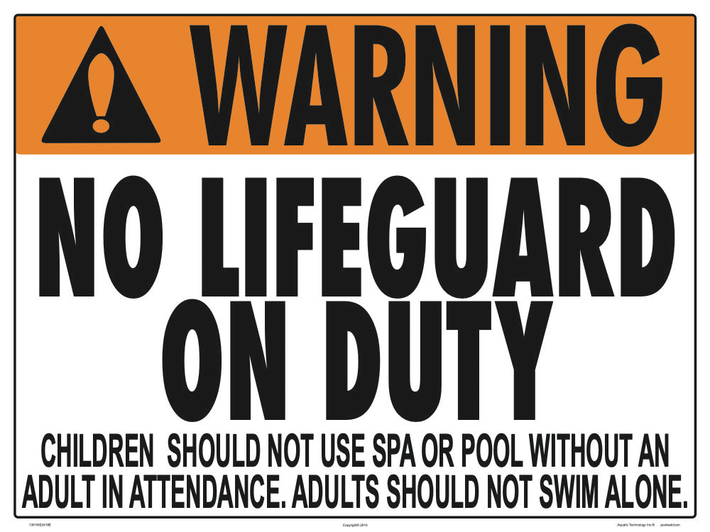 No Lifeguard Warning Sign (No Age Limit) - 24 x 18 Inches on Heavy-Duty Aluminum