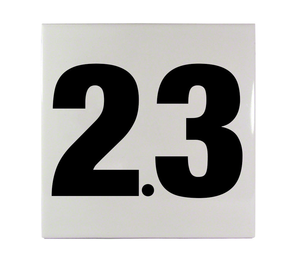 2.3 Ceramic Smooth Tile Depth Marker 6 Inch x 6 Inch with 4 Inch Lettering