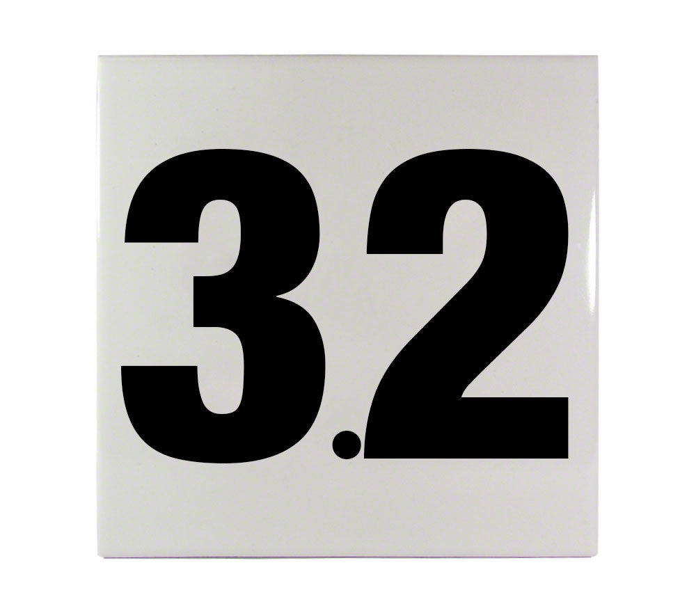 3.2 Ceramic Smooth Tile Depth Marker 6 Inch x 6 Inch with 4 Inch Lettering