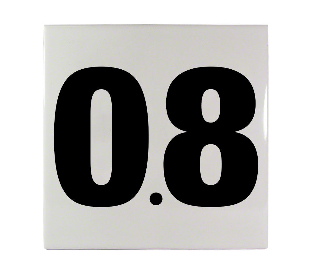 0.8 Ceramic Smooth Tile Depth Marker 6 Inch x 6 Inch with 4 Inch Lettering