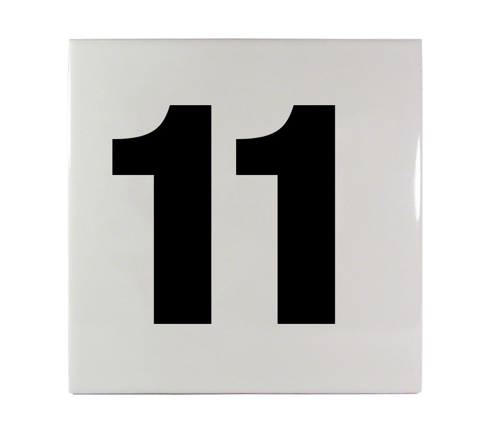 11 Ceramic Smooth Tile Depth Marker 6 Inch x 6 Inch with 4 Inch Lettering