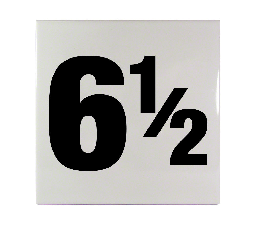 6 1/2 Ceramic Smooth Tile Depth Marker 6 Inch x 6 Inch with 4 Inch Lettering