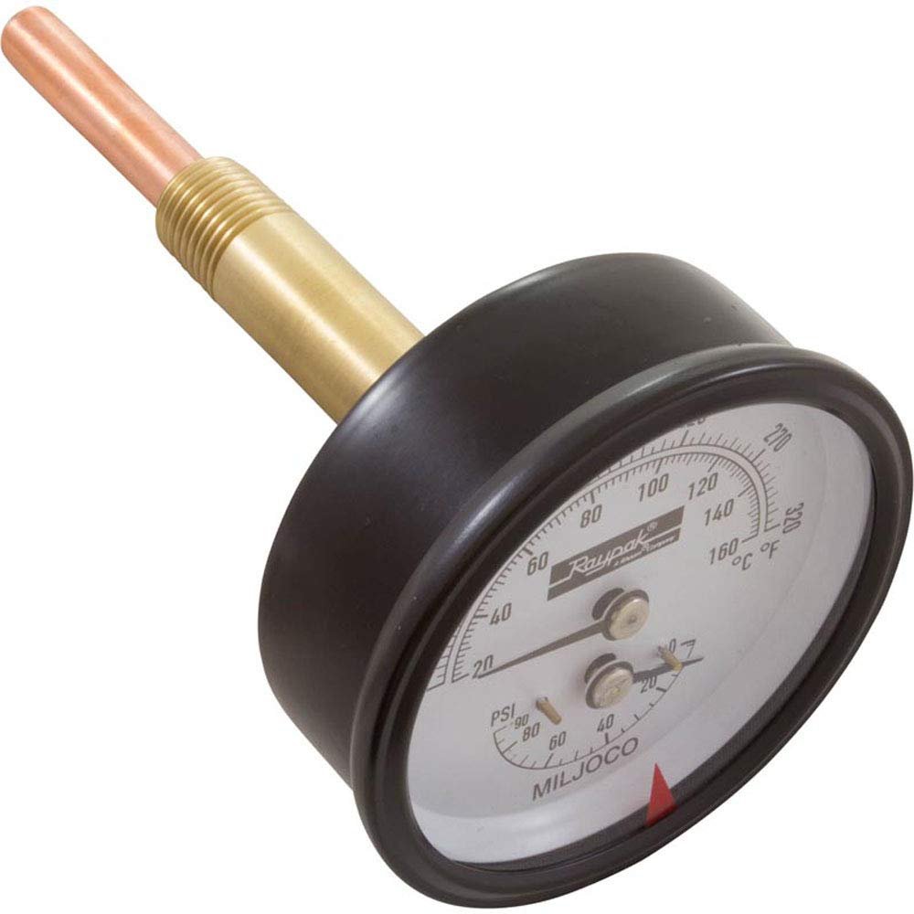 Raypak Temperature & Pressure Gauge, Bottom Mount, 1/2" | 007205F