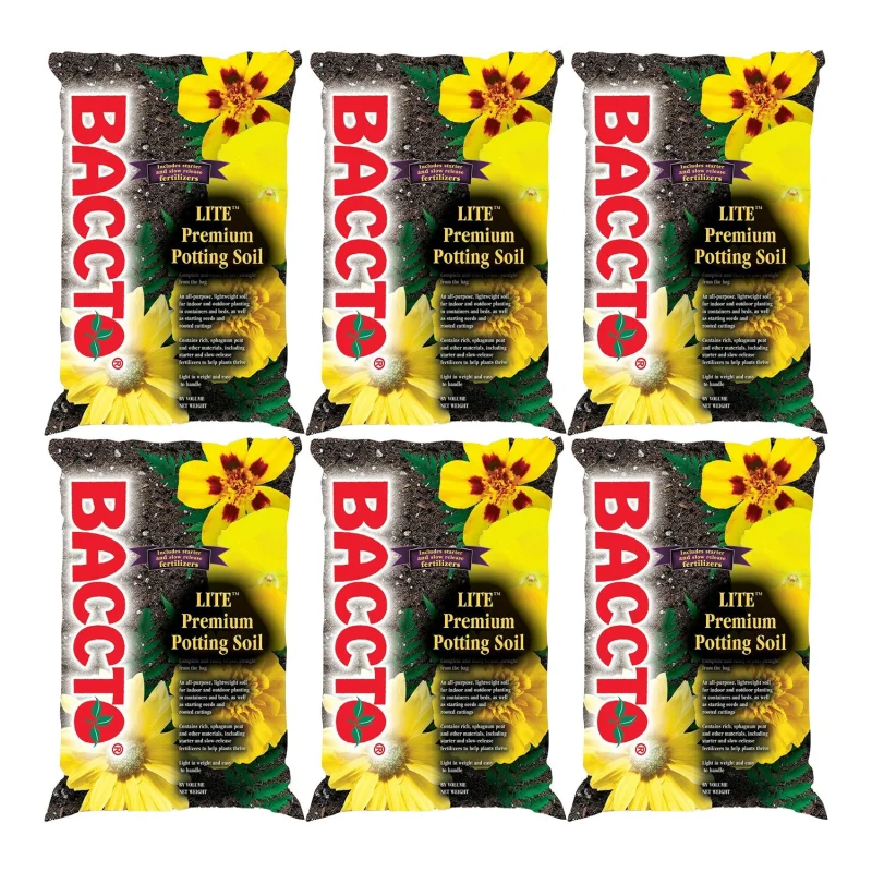 Michigan Peat 1420 Baccto Lite Premium Potting Soil, 20 Quart Bag (6 Pack)