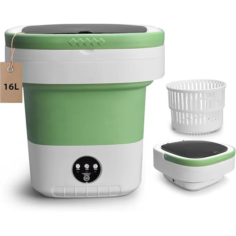 Mini Portable Washing Machine, Upgraded Washer with Spin Basket Laundry Machine, 3 Cleaning Modes Suitable for Small Clothes, Foldable Design Ideal for Hotel,Apartment, Home and Campain