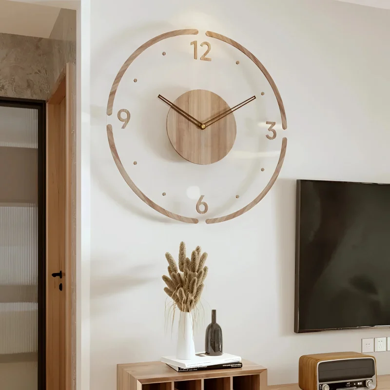 Minimalist | Large Wall Clock with Silent Quartz Mechanism | Modern Wooden Decor for Elegant Interiors