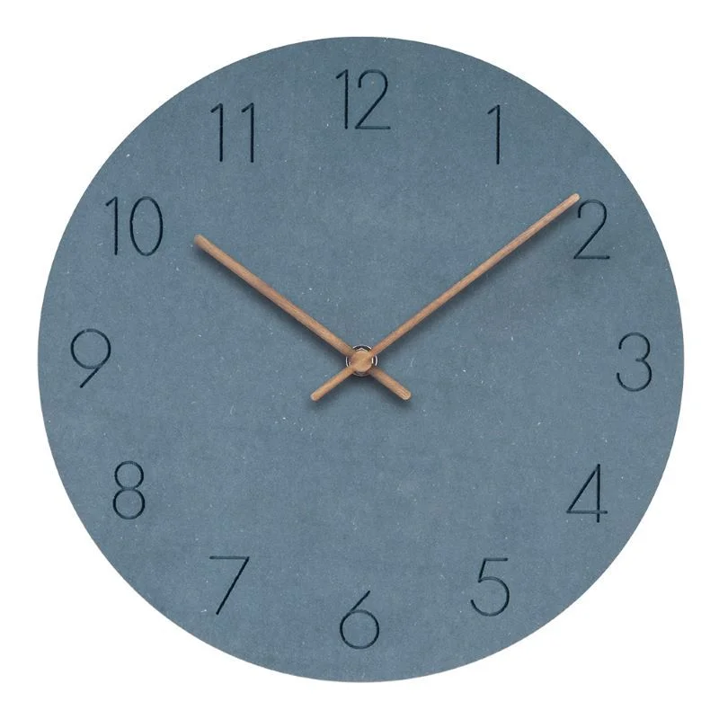 Minimalist Wall Clock | Silent Grey Dial with Copper Hands for Modern Decor Blue