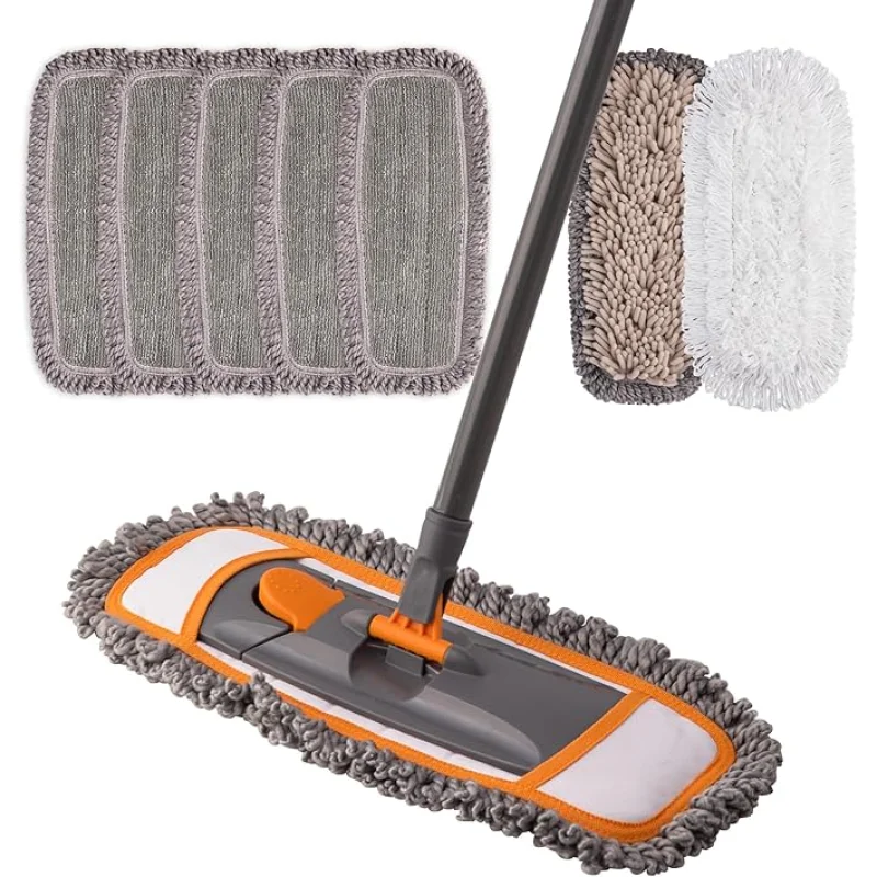 Mirofiebr Dust Mop with 7 PCS Washable Mop Pads and Extendable 55 Long Handle, Multifunction Floor Mop for Hardwood,Marble,Laminate,Tile Floor Mopping