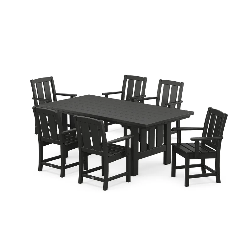 Mission Arm Chair 7-Piece Mission Dining Set Black