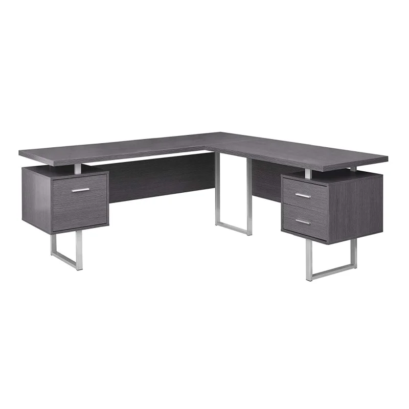 Monarch Specialties Left or Right Facing Modern Home Office Computer Desk, Grey