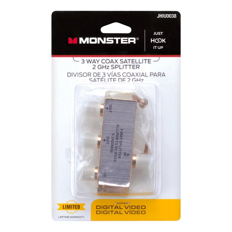 Monster Just Hook It Up 3 Way Coax Splitter 75 ohm 1 pk