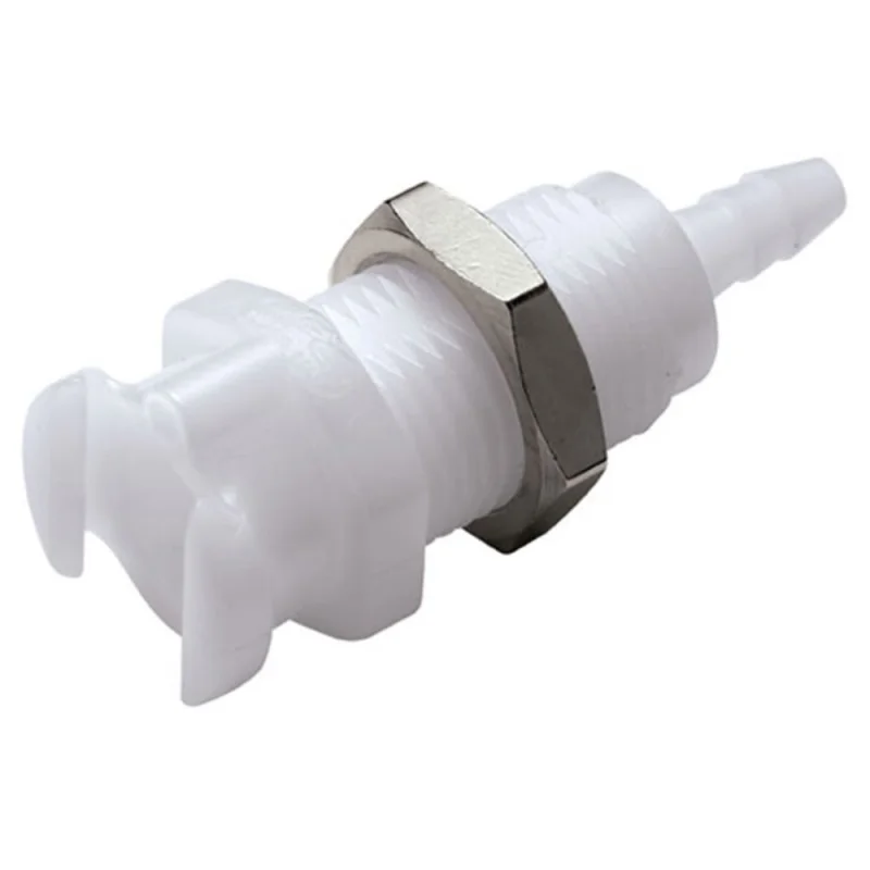 Multi-Mount Valved Hose Barb Coupling Body - 3/16 ID Barb Chrome
