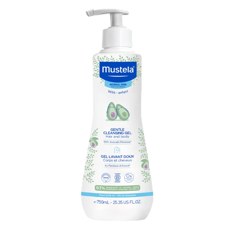 Mustela Baby Gentle Cleansing Gel - Baby Hair & Body Wash - with Natural Avocado fortified with Vitamin B5 - Biodegradable Formula & Tear-Free25.35 fl. oz.