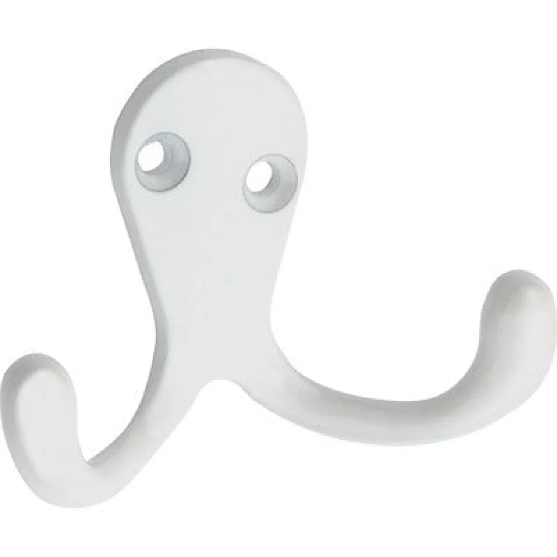 National Mfg N248-385 Double Clothes Hook White 2 Pack