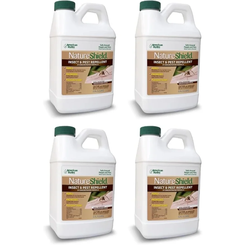 NatureShield Insect and Pest Repellent, Outdoor Bug Repellent for Patio and Lawn, Use with Irrigation Feeder System, Pump or Hose End Sprayer, 64 Fl Oz, 4 Pack