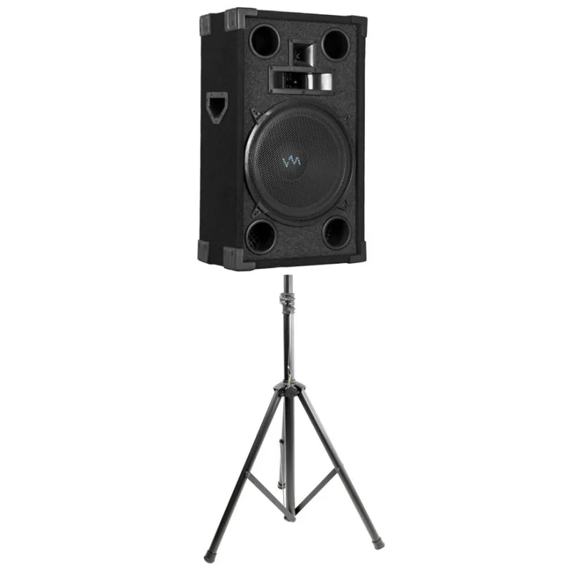 New VM Audio VAS312P 900 Watt 3 Way 12" DJ Passive Loud Speaker + Tripod Stand