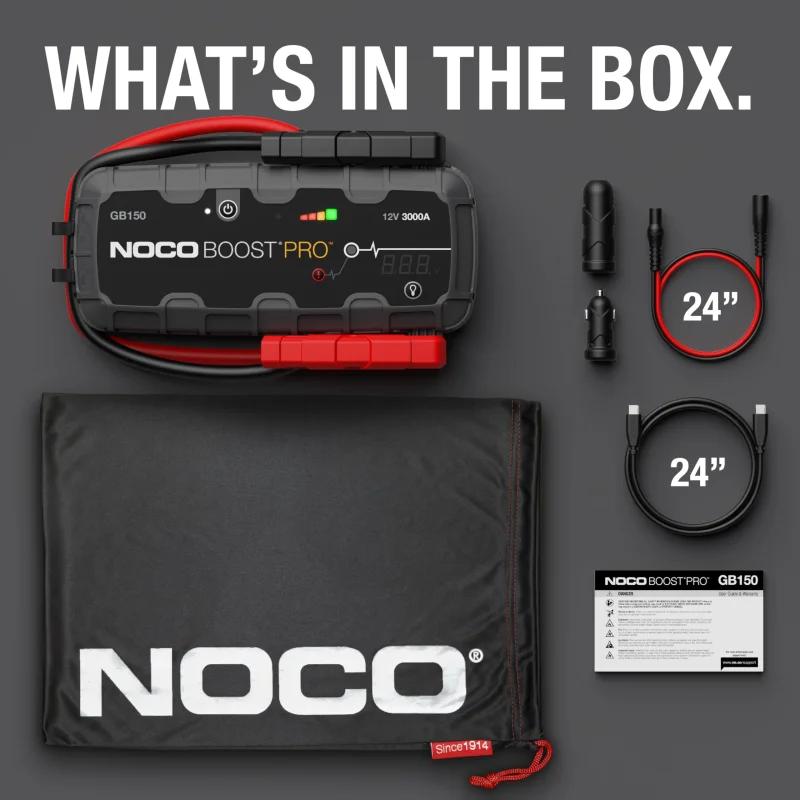NOCO Boost GB150: 3000A UltraSafe Jump Starter12V Lithium Battery Booster Pack, Portable Jump Box, Power Bank & Jumper Cables - for 9.0L Gas and 7.0L Diesel Engines