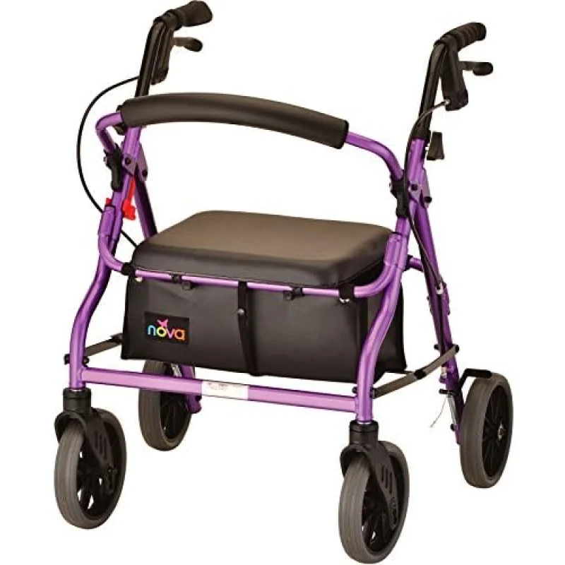 NOVA Medical Products Zoom Rollator Walker with Seat Height, Purple