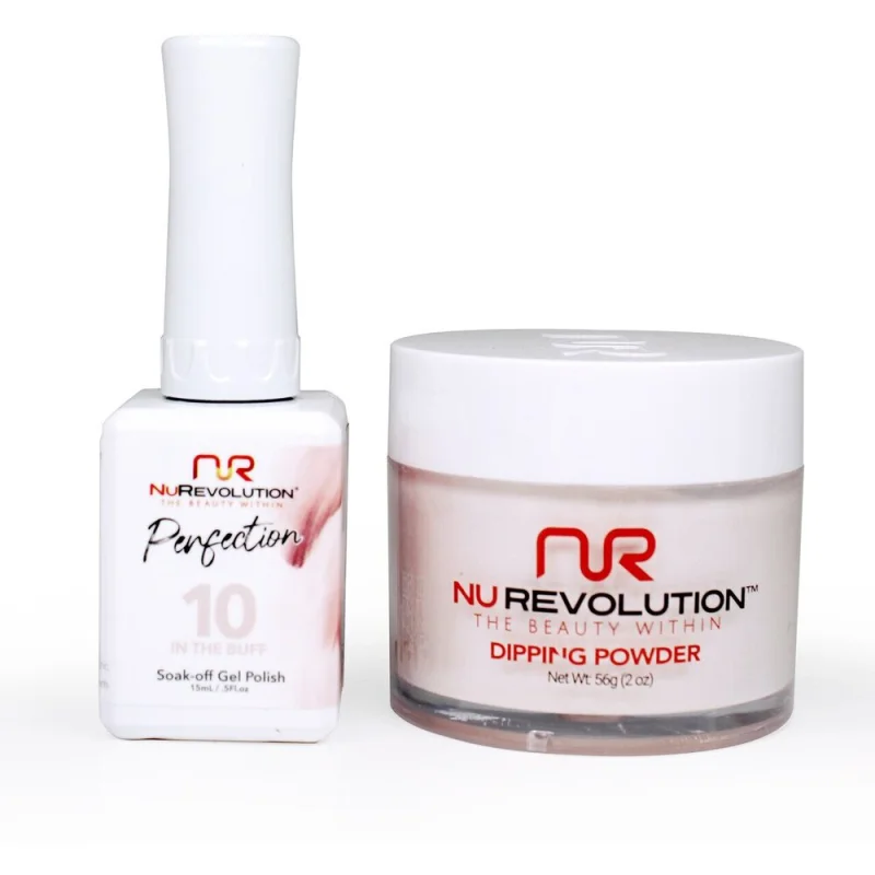 NR Perfection Set: Gel Polish + Dip/Acrylic Powder - #PFS010 Cantaloupe by NuRevolution / 15 mL. Gel Polish + 2 oz. Dip/Acrylic Powder