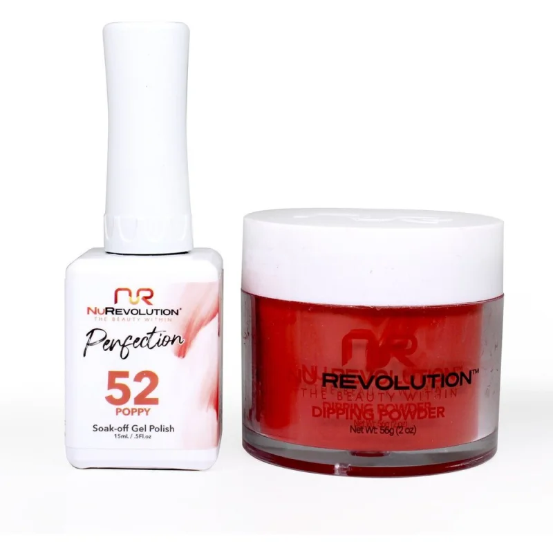 NR Perfection Set: Gel Polish + Dip/Acrylic Powder - #PFS052 Warm Sienna by NuRevolution / 15 mL. Gel Polish + 2 oz. Dip/Acrylic Powder