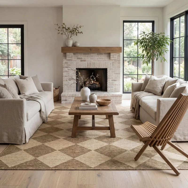 nuLOOM Outdoor Performance Collection Sabina Brown/Ivory, 9'6" x 12', Soft, High Traffic, Stain Resistant, Easy Clean, Durable Area Rug for Indoor/Outdoor Patio, Deck, Porch, Garden, Courtyard
