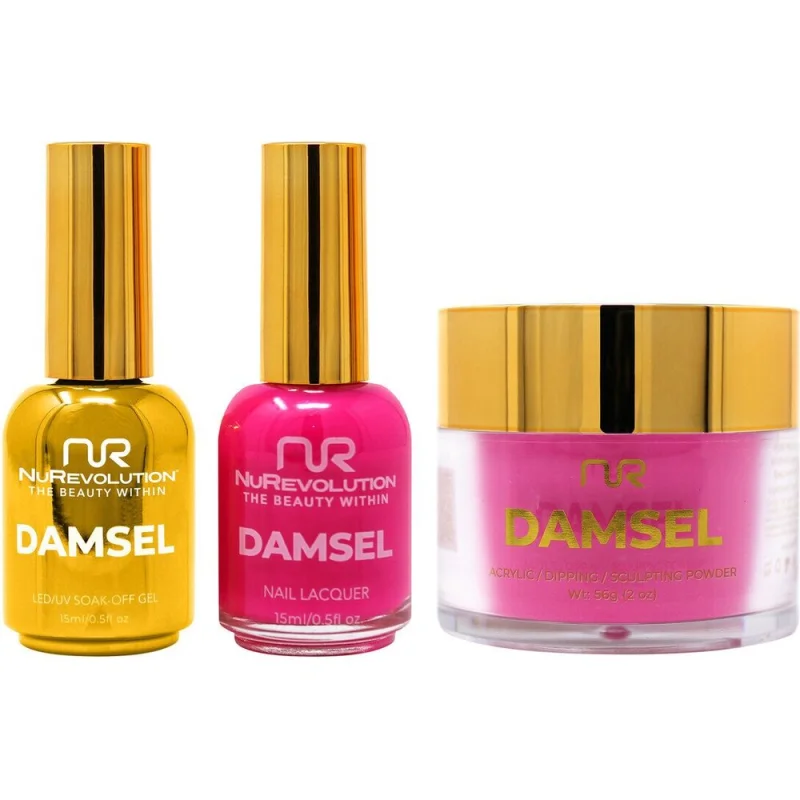 NuRevolution Noble 4-in-1 - LED/UV Soak Off Gel Polish 0.5 oz. + Nail Lacquer 0.5 oz. + Acrylic - Dipping - Sculpting Powder 2 oz. - #NMS24 Pink Passion