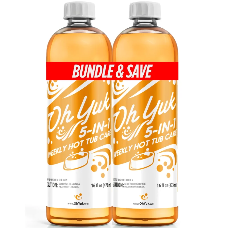 Oh Yuk 5-in-1 Weekly Hot Tub Chemicals (2 Pack)All-in-One Hot Tub Cleaner & Spa Protector | Clarifier, Conditioner & pH Support | Spa Chemicals for Hot Tub Water Care