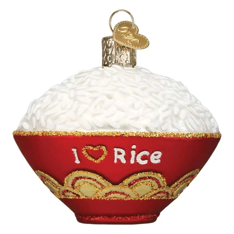 Old World Christmas Bowl of Rice Glass Blown Ornament for Christmas Tree, Handcrafted Holiday Decoration, Food Collection