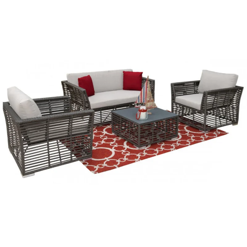 Panama Jack Graphite 4 PC Seating Set w/off-white cushions Panama Jack Graphite 4 PC Seating Set w/off-white cushions