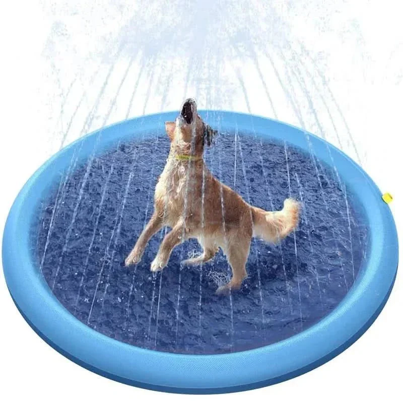 PETHYDRA | Interactive Dog Water Mat with Built-In Sprinkler for Summer Fun Blue