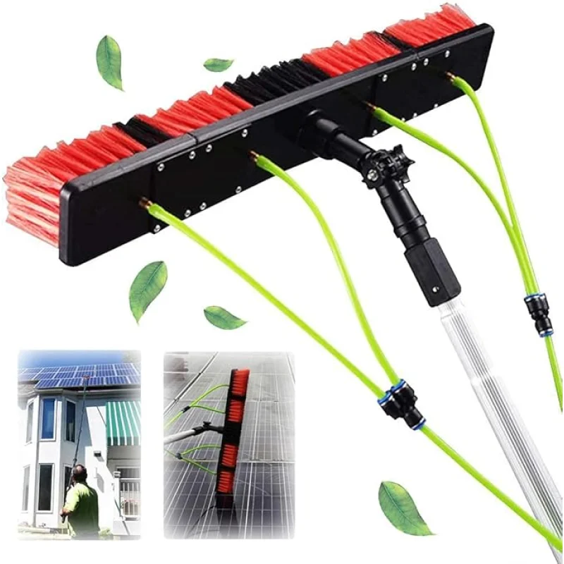 Photovoltaic Panel Cleaning, 3-12M Water Fed Telesbrush, Window Clean, Extendable Cleaner Conservatory Roof Cleaning Tools Pole/10M Rod/30Cm Brush Head