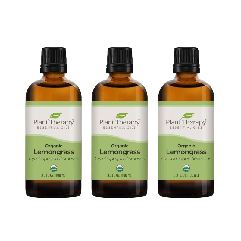 Plant Therapy Diffusible 100mL Essential Oil, 3.3oz, Organic Lemongrass (3 Pack)
