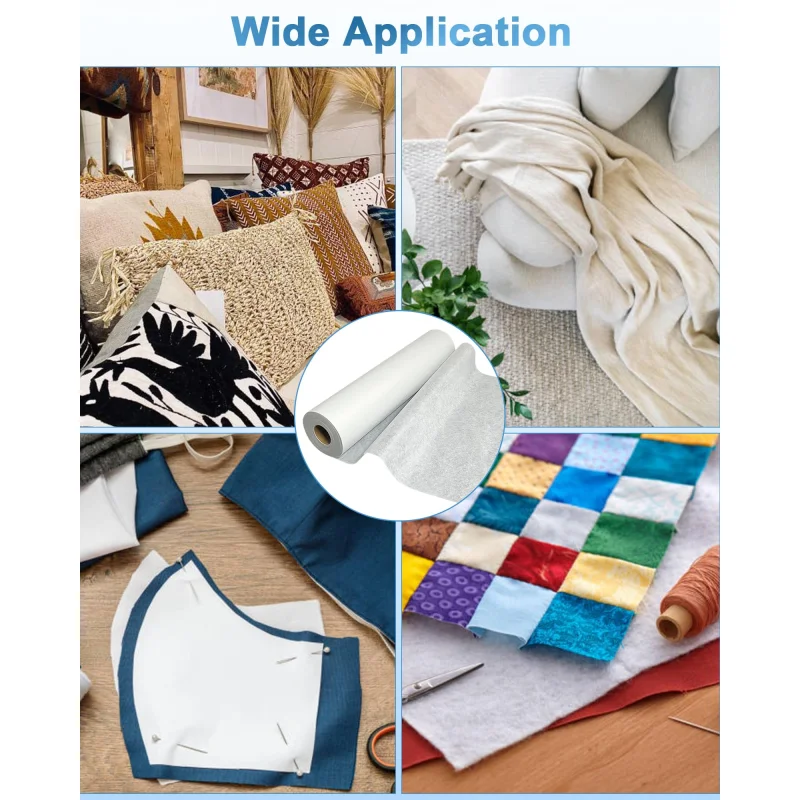 PLANTIONAL Iron-On Fusible Fleece Interfacing: 16.5 Inches x 10 Yards Light Weight Single-Sided Loft Iron On Fusible Fleece White for Sewing Crafting and Home Decor