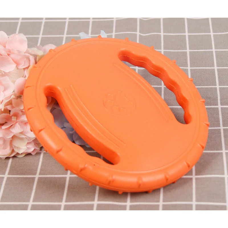 Plastic Dog Frisbee Training Set in Orange, Purple & Green | Durable Anti-Bite Toys for Interactive Play