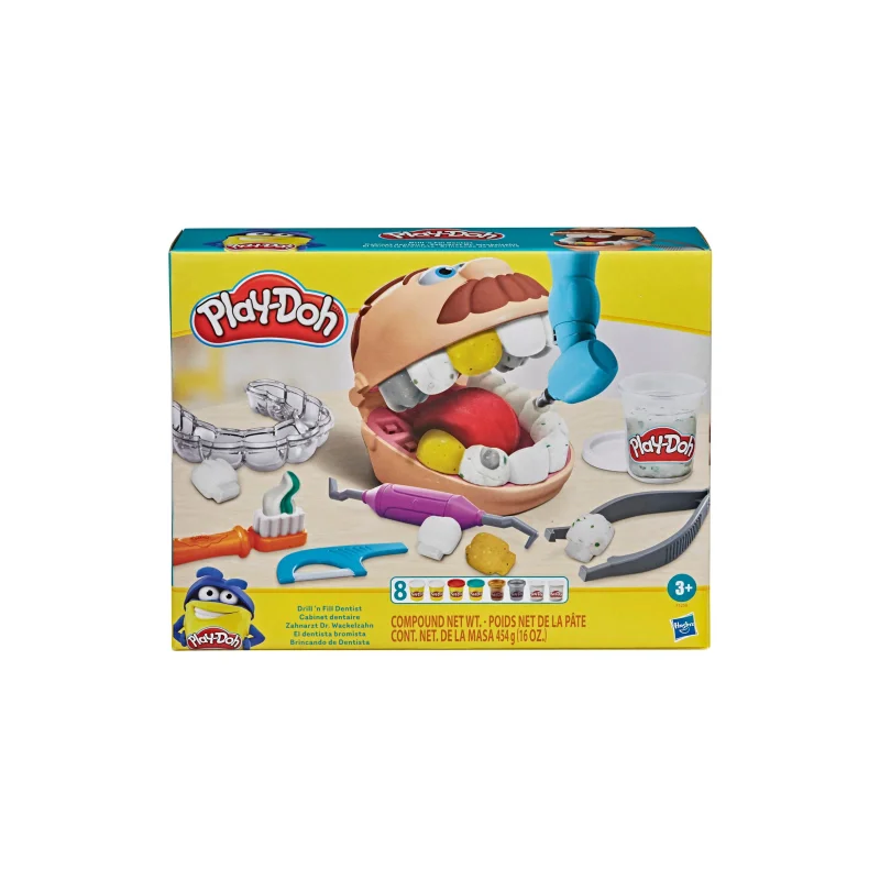 Play-Doh Drill 'n Fill Dentist Toy Set with Dental Tools and Non-Toxic Dough