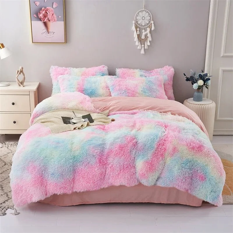 Plush Duvet Cover Set with Velvet Softness | Cozy Comfort for All Seasons Rainbow