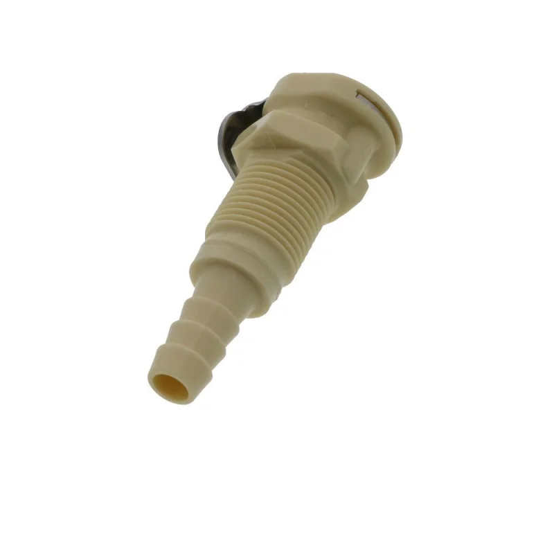 PMCD160412 Valved Panel Mount Hose Barb Coupling Body 1/4 ID Barb