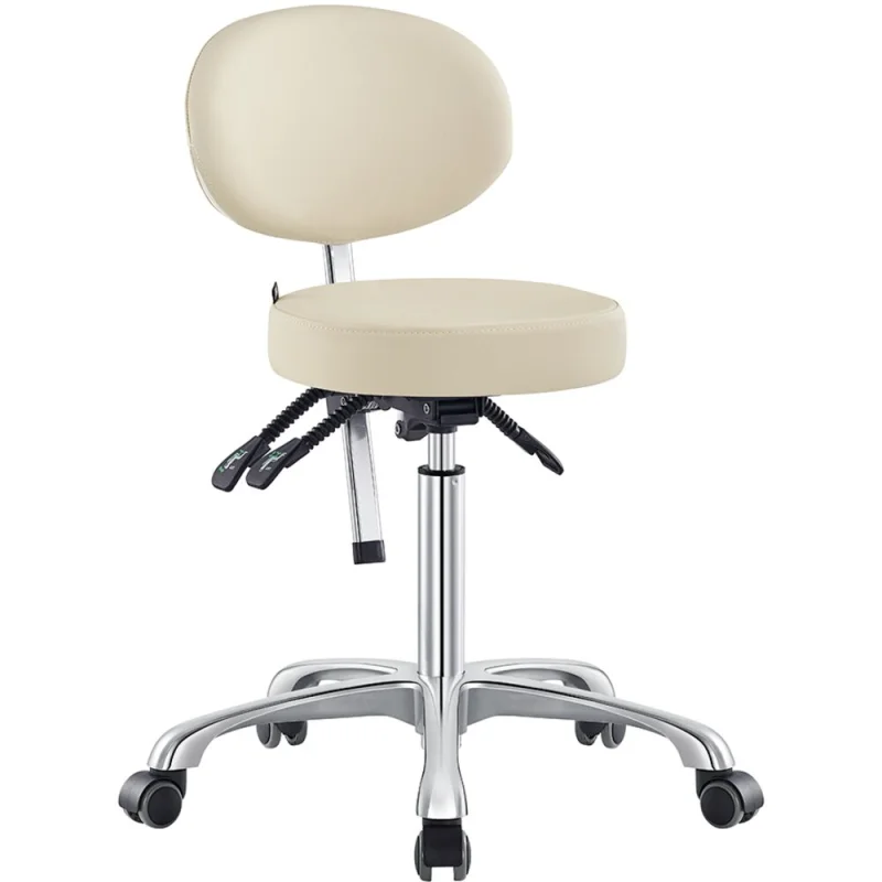 Polaris Rolling Stool - BEIGE / 21" - 29" Adjustable Seat Height + 5 Wheel Base by DIR Salon Furniture
