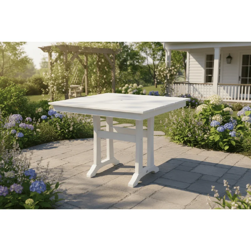 POLYWOOD Farmhouse Trestle 37" Dining Table - PL81-T1L1 Grey