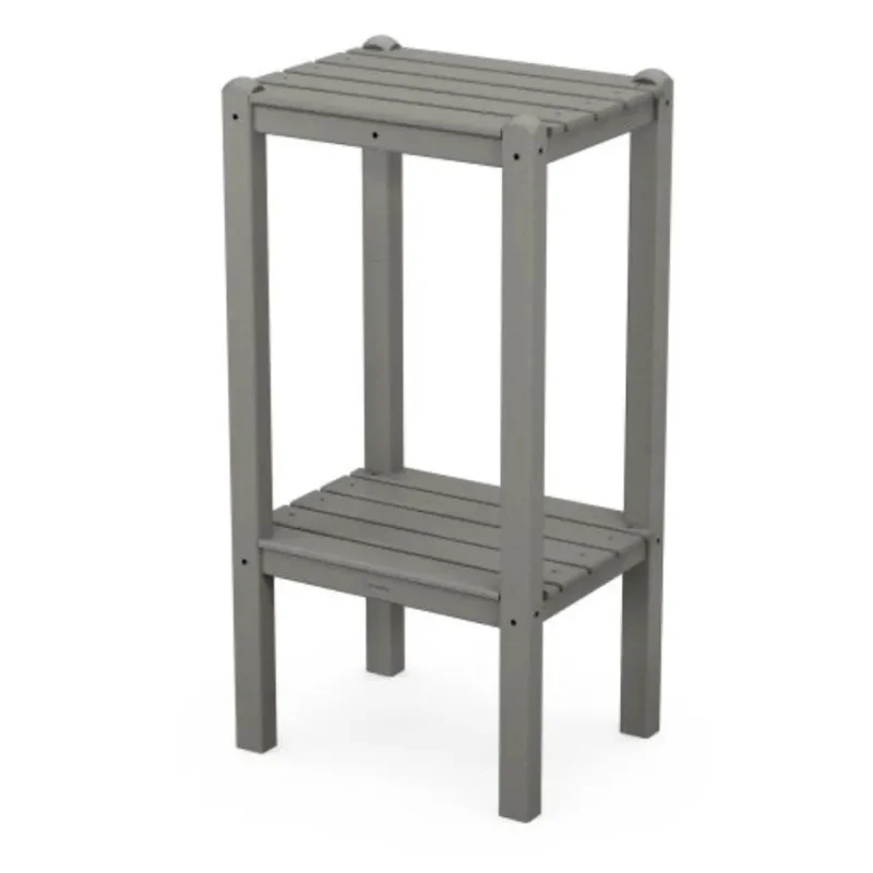 POLYWOOD Two Shelf Bar Side Table Slate Grey