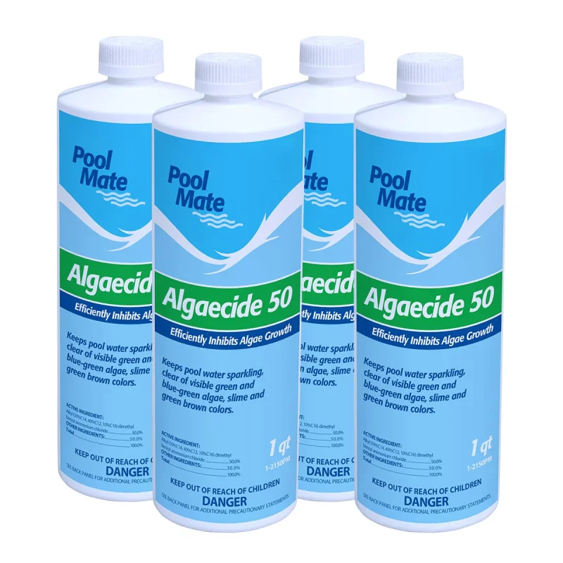 Pool Mate 1-Quart 4-Pack Premium Algaecide 50, Algaecide for Pool, Made in USA