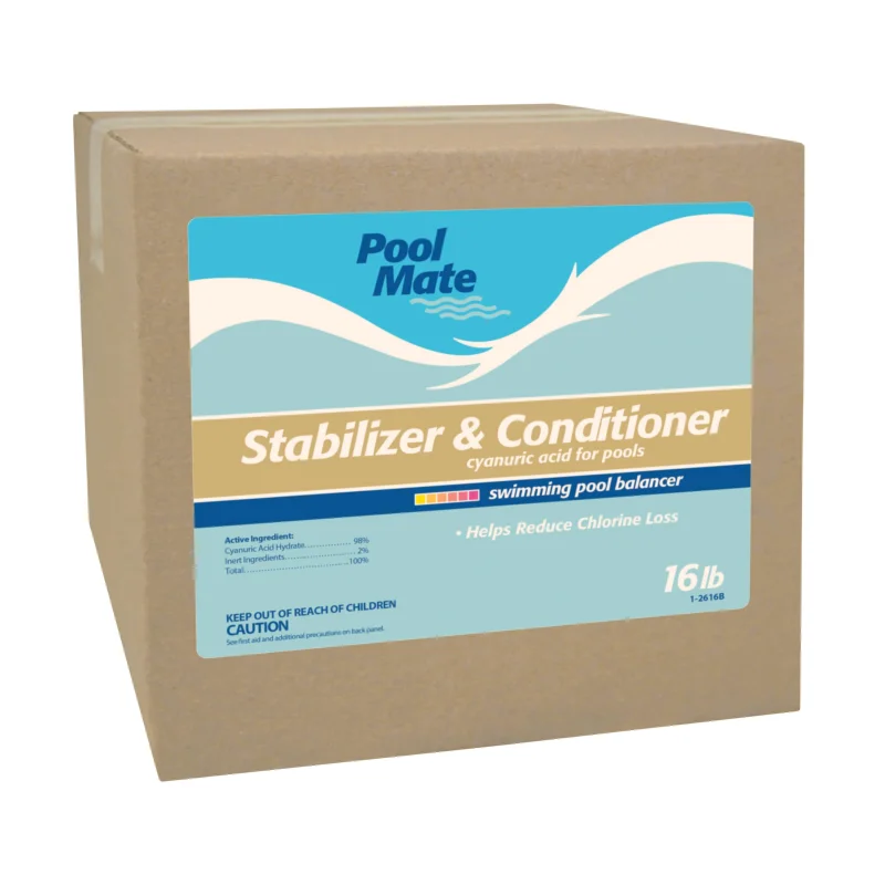 Pool Mate 16-Pounds Premium Pool Stabilizer and Conditioner, Concentrated Cyanuric Acid for Pools, Helps Chlorine Last Longer