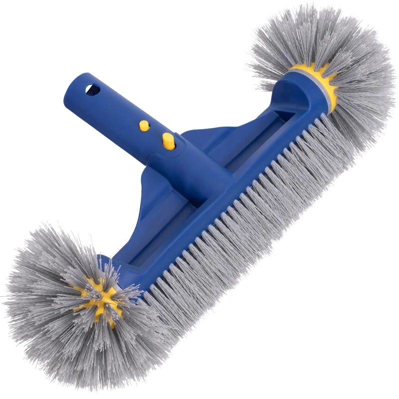 POOLAZA Pool Brush with Round Ends, 12.5'' Pool Brush Head for Inground Pools/Above Ground Pools, Spa, Hot Tub, High-Efficiency Pool Scrub Brush fit Standard Pool Pole