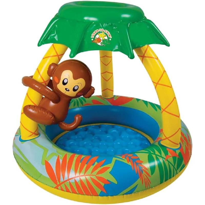 Poolmaster Learn-to-Swim Go Bananas Monkey Inflatable Kiddie Pool With Canopy - 81610