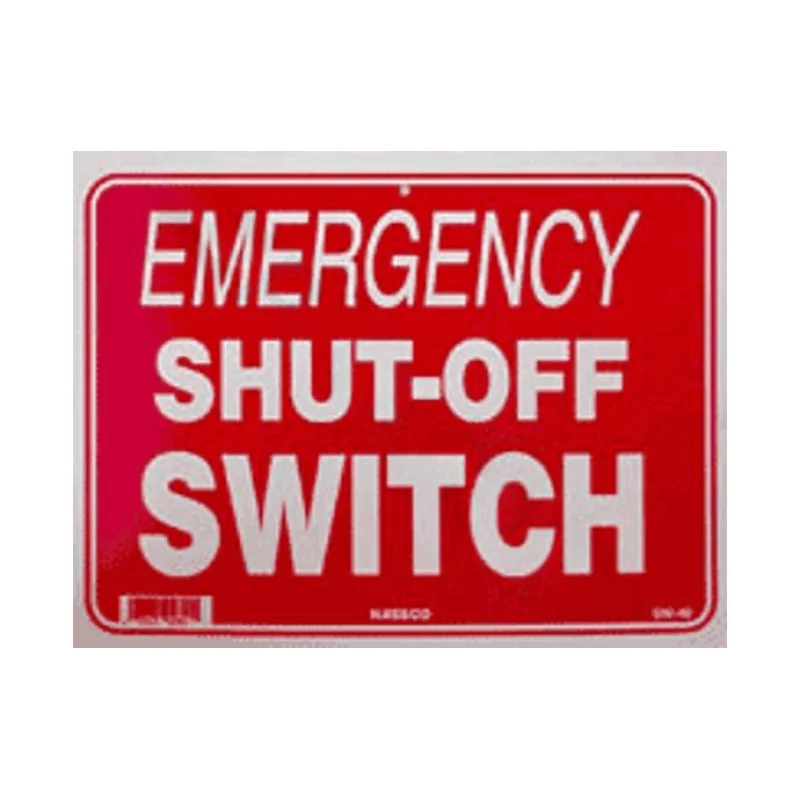PoolStyle SW-40 12" x 9" Horizontal EMERGENCY SHUT-OFF SWITCH Sign