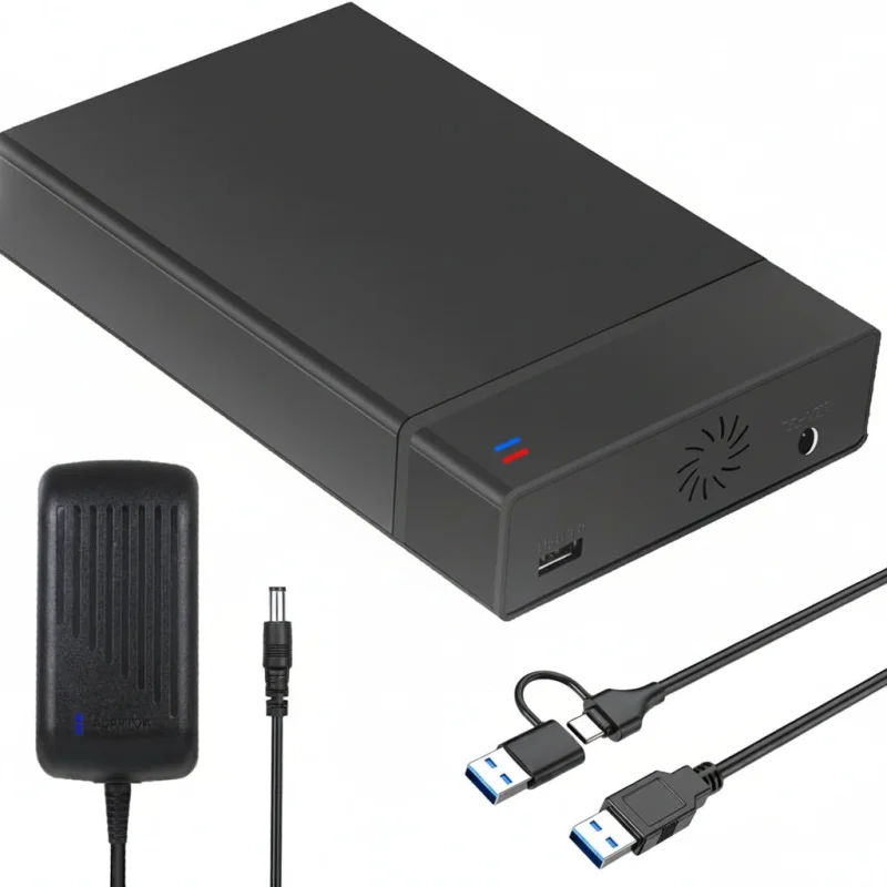 Portable SSD Enclosure | USB 3.0 SATA Hard Drive Adapter with Fast Transfer Speeds | Compatible with 2.5 & 3.5 Inch Drives for Storage Expansion